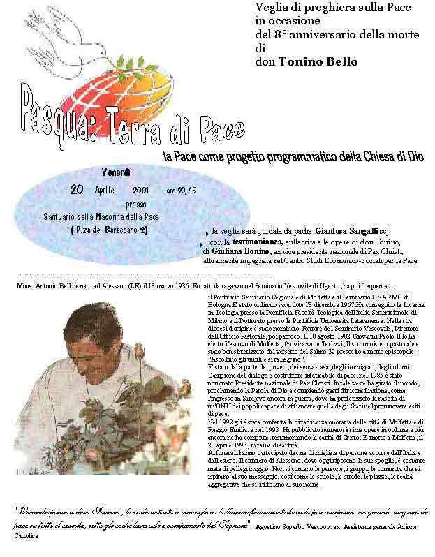 20 Aprile 2001: 8° anniversario della morte di don Tonino Bello