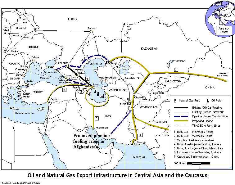 Vie di comunicazione per il petrolio e il gas del Mar Caspio