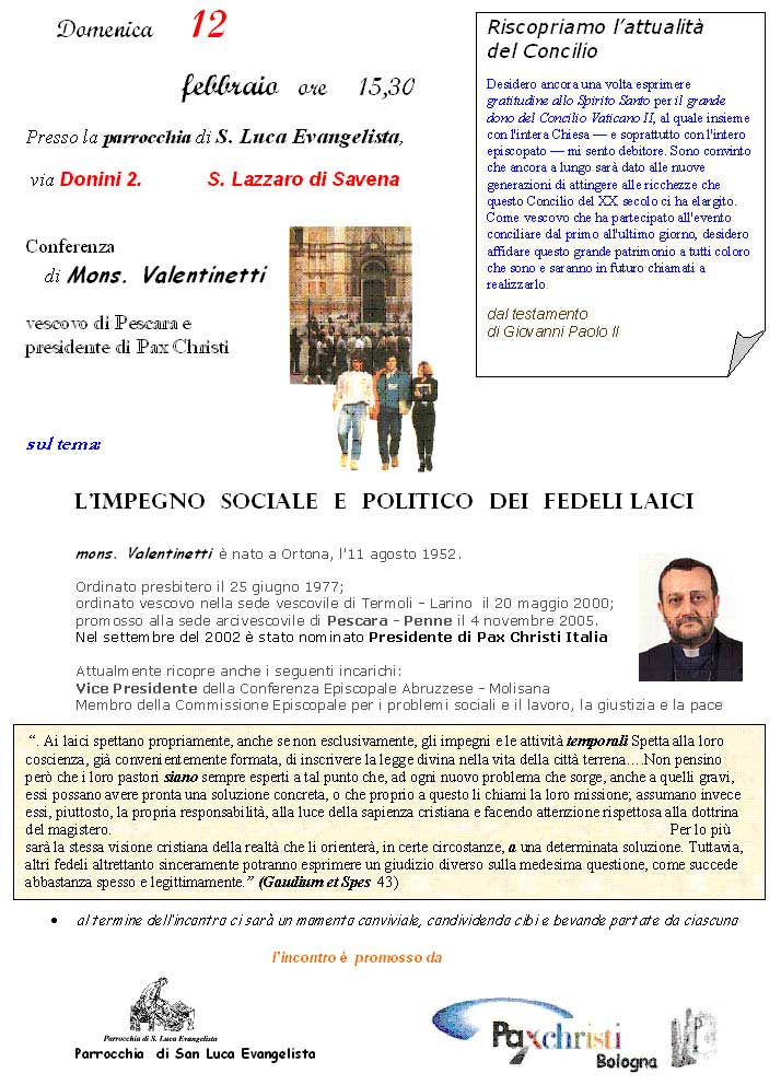 12 febbraio 2006: «L'impegno sociale e politico dei fedeli laici»
