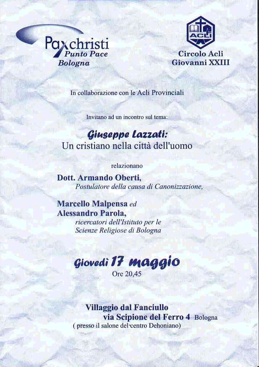 17 maggio 2001: 'Giuseppe Lazzati: un cristiano nella citt dell'uomo'