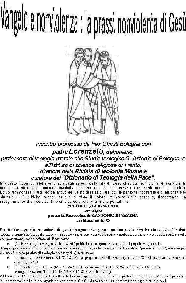 5 giungno 2001: 'Padre Lorenzetti: 'Vangelo e Nonviolenza'